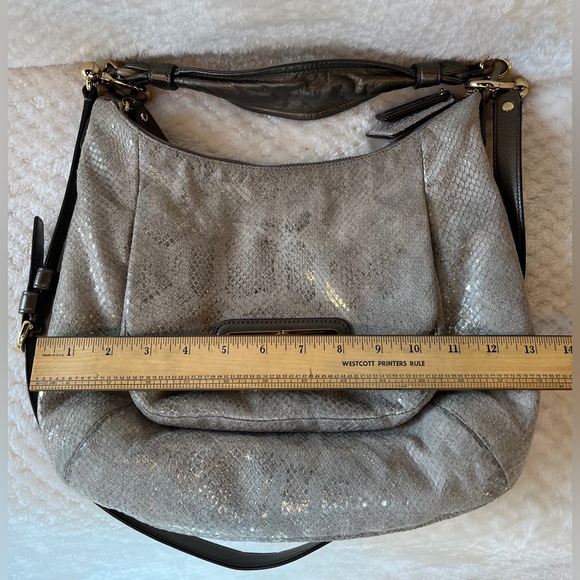 Coach Kristen Grey Python Embossed Leather Hobo Bag - Picture 9 of 10